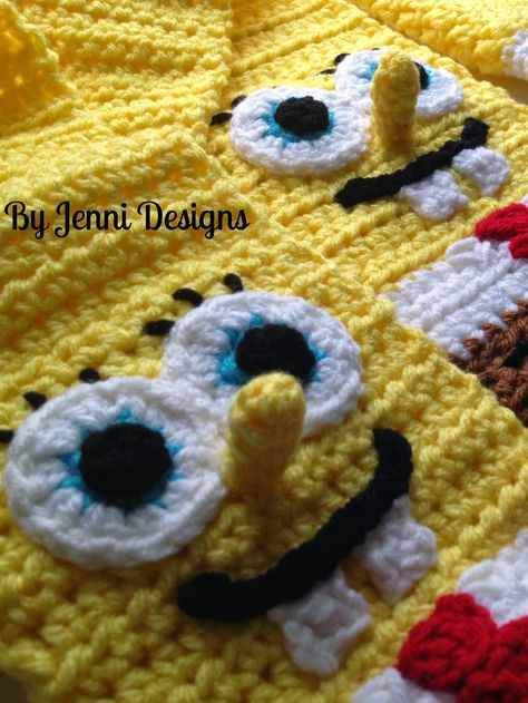 By Jenni Designs: Free Crochet Pattern: Spongebob Squarepants Inspired Scarf Crochet Hat Pattern Kids, Crochet Newborn Hat, Crochet Baby Sweater Pattern, Crochet Baby Booties Pattern, Crochet Baby Hat Patterns, Baby Sweater Patterns, Baby Booties Pattern, Baby Hat Patterns, Crochet Things