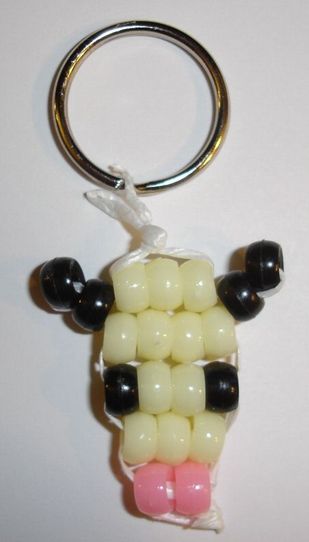 Find this Pin and more on Pony Beads/ ("Kandi")/etc. Cow Beaded Keychain, Pony Bead Cow Pattern, Cow Kandi Pattern, Cow Bead Keychain, Beaded Animal Keychains Patterns, Bead Pet Pattern, Pony Bead Minecraft, Pony Beads Animals, Pony Bead Crafts Keychains Patterns