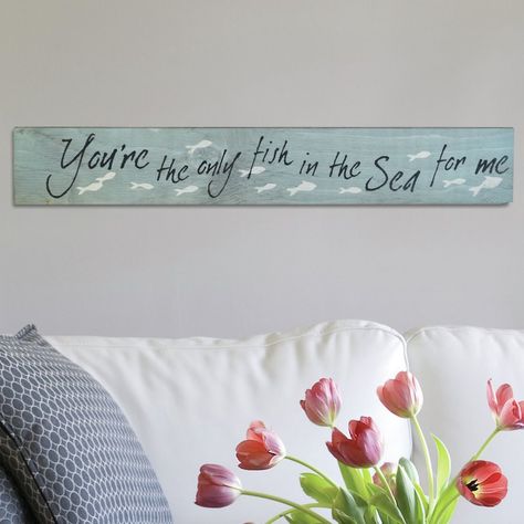 FiresideHome In-A-Word "You're the Only Fish in the Sea for Me" Wall Décor & Reviews | Wayfair.ca Pallet Signs Rustic, Romantic Signs, Fish In The Sea, Ocean Wall Decor, Fish Wall Decor, Family Wall Decor, Wood Pallet Signs, Monogram Wall, Art Plaque