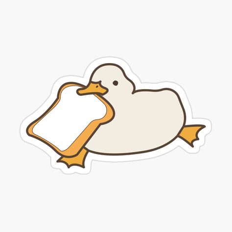 Get my art printed on awesome products. Support me at Redbubble #RBandME: https://www.redbubble.com/i/sticker/Cute-duck-with-bread-yellow-funny-kawaii-animals-by-Yulmsss/102406435.EJUG5?asc=u Duck Holding Bread Drawing, Duck Stickers Printable, Cute Duck Stickers, Cute Yellow Stickers, Sticker Ideas Funny, Duck Drawing Cute, Cool Stickers Art, Cute Duck Art, Cute Sticker Ideas