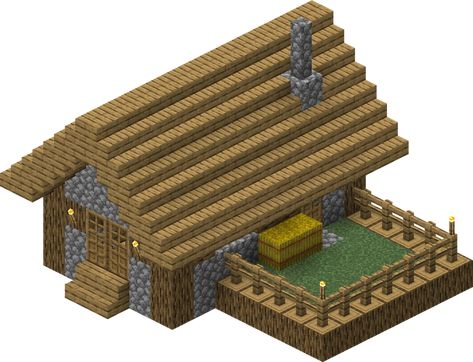 Cobblestone Wall, Oak Fence, Grass Block, Oak Door, Oak Stairs, Oak Logs, Minecraft Decorations, Oak Planks, Butcher Shop