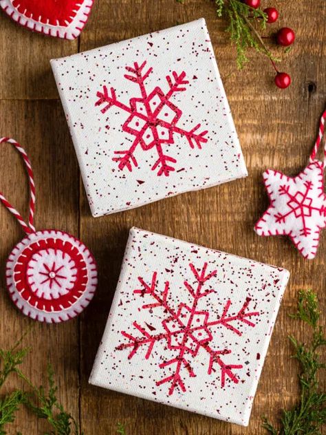 How to Draw a Snowflake - Olivia OHern Draw A Snowflake, Wood Wall Hanging, Easy Christmas Crafts, Glitter Paint, Paint Marker, Christmas Paintings, Easy Christmas, Red Paint, Paint Markers