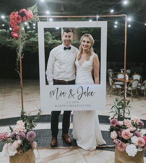 SIGNED BY BIRD on Instagram: “The most beautiful couple framed by our Polaroid photobooth at our favourite venue @longreef_weddings and photographed by one of our…” Wedding Photobooth Frame, Polaroid Photo Booths, Diy Wedding Photo Booth, Photo Booth Backdrop Wedding, Booth Backdrops, Deco Champetre, Photo Frame Prop, Photos Booth, Wedding Photo Props