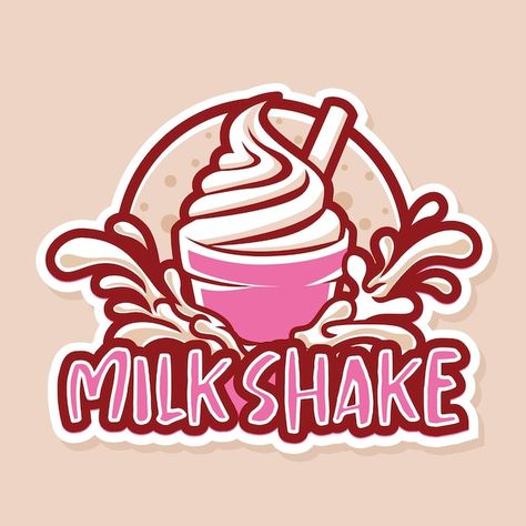 Milkshake Branding, Milkshake Packaging, Logo Design For Restaurant, Shake Logo, Ice Cream Logo Design, Design For Restaurant, Ice Cream Logo, Food Cafe, Circle Logo Design