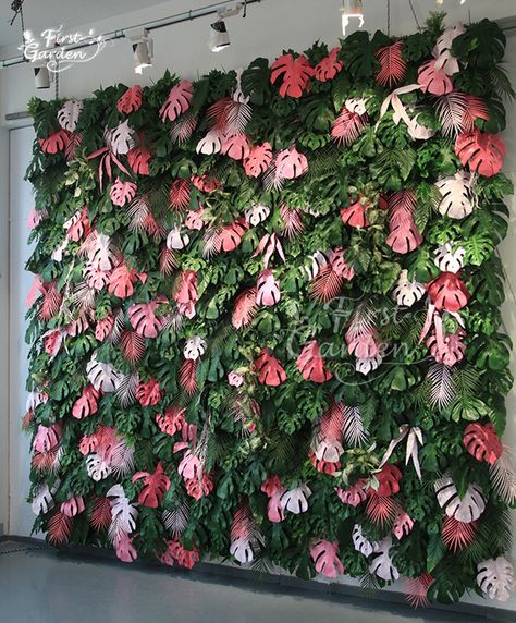 Leaf Wall Backdrop, Wedding Wall Backdrop, Wall Plants, Artificial Plant Wall, Plants Wall, Wedding Wall, One Rose, Wedding Leaves, Colorful Plants