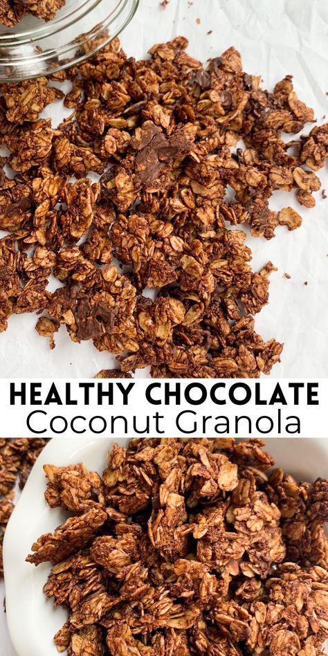 Homemade Healthy Chocolate, Coconut Granola Recipe, Chocolate Granola Recipe, Granola Recipe Homemade, Dairy Free Chocolate Chips, Chocolate Granola, Healthy Substitutions, Granola Healthy, Never Go Back