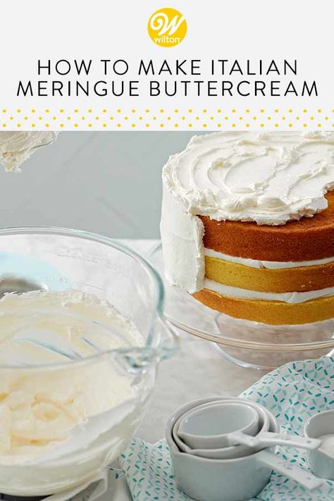 Homemade Meringue, Meringue Buttercream Frosting, Meringue Icing, Traditional Decorating, Italian Meringue Buttercream, Italian Buttercream, Decorating Frosting, Italian Meringue, Homemade Frosting