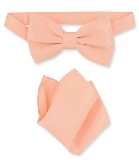 Peach Bow Tie And Handkerchief Set | Mens Peach Bowtie Set Formal Butterfly Knot Bow Tie, Elegant Bow Tie With Butterfly Knot, Peach Bow Tie, Bowties Men's, Classic Adjustable Pink Bow Tie, Vesuvio Napoli, Classic Pre-tied Butterfly Knot Bow Tie, Mens Formal Wear, Pre Tied Bow Tie