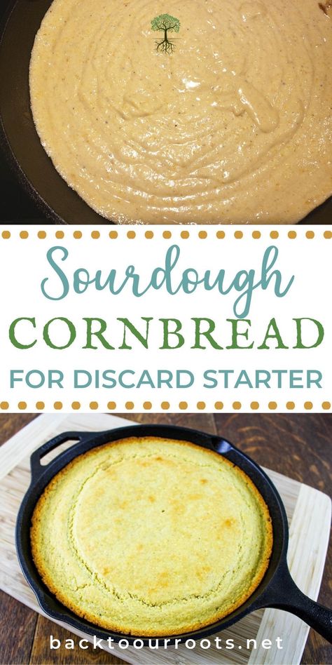 This Sourdough Cornbread recipe is perfect for using discard starter, but it's also perfectly ok to use active sourdough as well. Sourdough Cornbread Recipe, Sourdough Cornbread, Discard Bread, Dough Starter Recipe, Sourdough Ideas, Savory Bakes, Sourdough Breads, Recipe Using Sourdough Starter, Discard Recipe