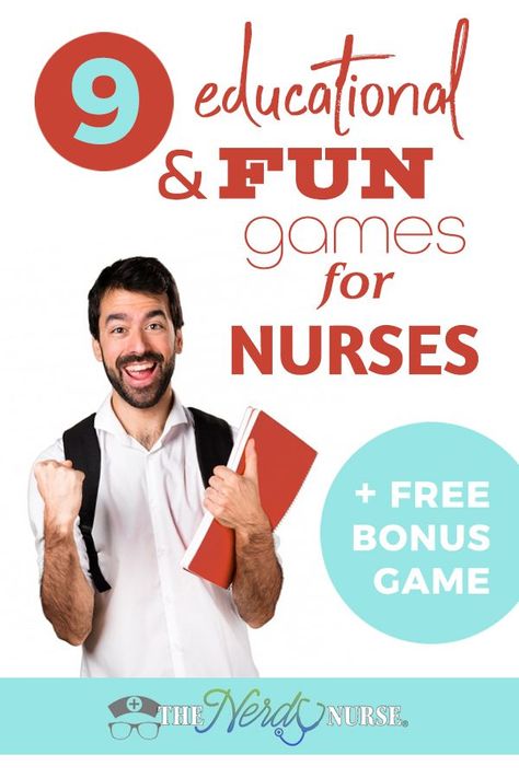 Bored? Try one of these educational but fun games for nurses. #thenerdynurse #nurse #nurses #nursegames #apps #nursingschool Nursing Educator Ideas, Staff Education Nursing, Nurse Clinical Instructor Ideas, Nursing School Games Activities, Nurse Games Party, Games For Nursing Students, Nursing Skills Fair Games, Nursing Clinical Activities, Great American Teach In Nurse Ideas