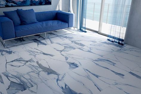 Ocean Blue Porcelain Tile | Marble Look Tile | Best Tile Vitrified Tiles Flooring Living Rooms, Marble Epoxy Floor, Blue Marble Bathroom, Blue Porcelain Tile, Blue Marble Tile, Types Of Floor Tiles, Blue Floor Tile, Blue Tile Floor, Marble Floor Tiles