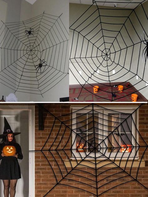 1pc 1.5/2.5/3.6/5M Black Spiderweb, Plush Spider Web Decoration, Hanging Decoration For Haunted House Outdoor Wall Decor, Party Spider Web DecorI discovered amazing products on SHEIN.com, come check them out! Spider Web Decor, Farewell Decorations, Wall Decor Party, Spider Web Decoration, Spider Decorations, House Outdoor, Halloween Inspiration, Outdoor Wall Decor, Outdoor Wall