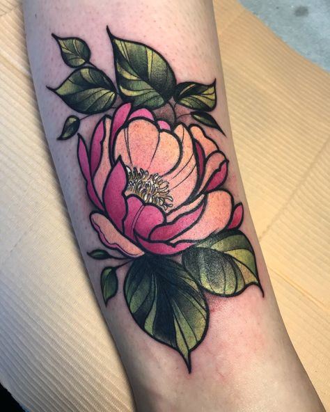 Neo Traditional Flower Tattoo, Traditional Flower Tattoo, Traditional Flower, Floral Tattoo Sleeve, Halifax Nova Scotia, Knee Tattoo, Time Tattoos, Flower Tattoo Designs, Neo Traditional