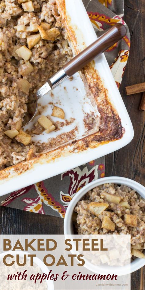 Baked Steel Cut Oats, Cinnamon Baked Oats, Healthy Oats Breakfast, Baked Steel Cut Oatmeal, Oatmeal With Apples, Steel Cut Oatmeal Recipes, Baked Apple Oatmeal, Steel Cut Oats Recipe, Apples And Cinnamon