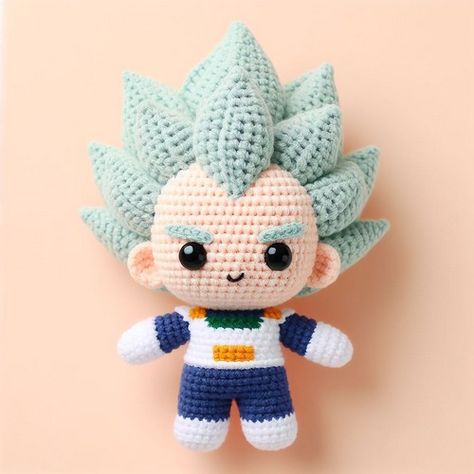 Crochet Amigurumi Free Patterns Dragons, Crochet Dragon Ball Z Pattern, Anime Free Crochet Pattern, Dragon Ball Crochet Pattern, Goku Crochet Pattern Free, Dbz Crochet, Anime Amigurumi Free Pattern, Vegeta Amigurumi, Dragon Ball Crochet