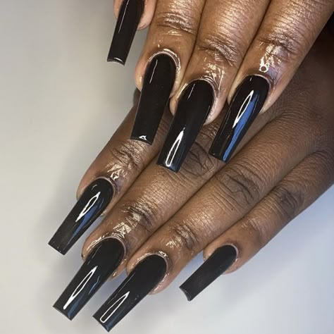 black tapered square acrylic nails All Black Acrylic Nails Square, Medium Square Black Nails, Tapered Square Black Nails, Black Nails Acrylic Squares, Black Acrylic Square Nails, Black Square Nails Long, Black Nails Long Square, Black Acrylic Nails Square, Black Acrylic Nails Long