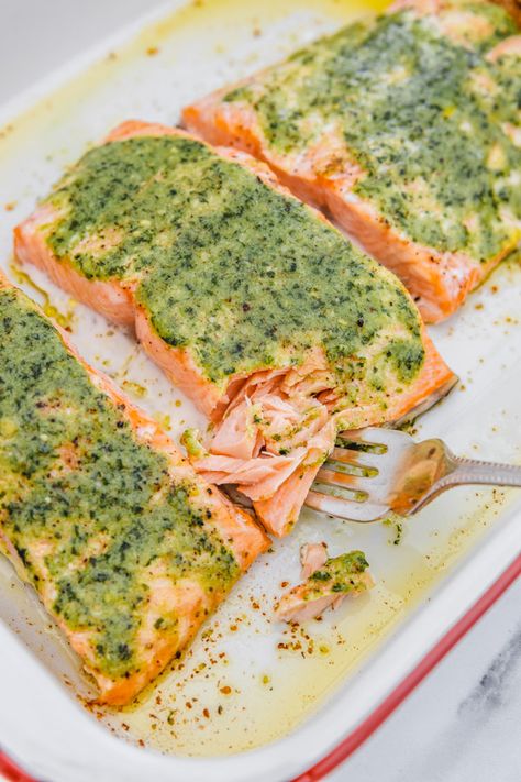 Pesto Butter Salmon Salmon With Pesto Sauce, Grilled Pesto Salmon Recipes, Salmon And Pesto Recipes, Lemon Pesto Salmon, Costco Salmon With Pesto Butter, Salmon Recipes Pesto, Pesto Salmon Recipes, Pesto Butter Salmon, Pesto Baked Salmon