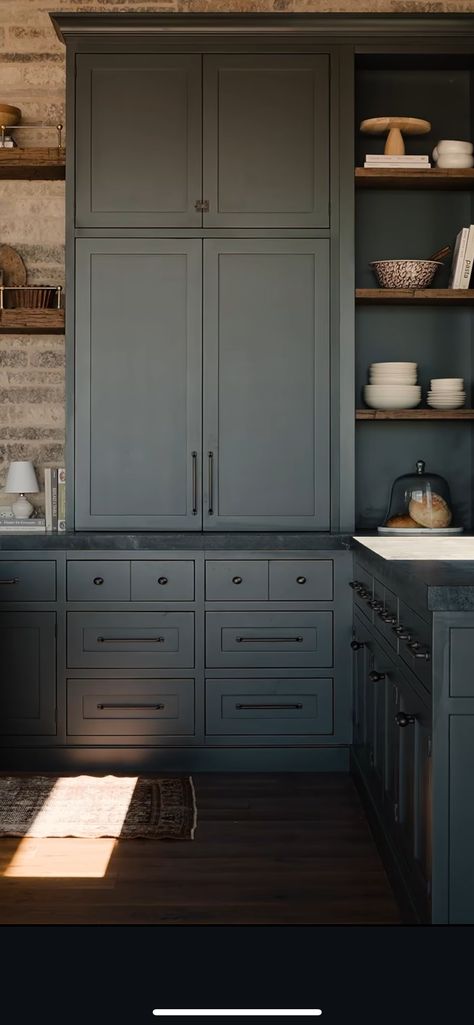 Deep River by Benjamin Moore Deep River Benjamin Moore, Benjamin Moore Deep River, Benjamin Moore Kitchen, Deep River, Kitchen Refresh, Best Kitchen Designs, Kitchen Cabinet Colors, Kitchen Inspiration Design, Pantry Design