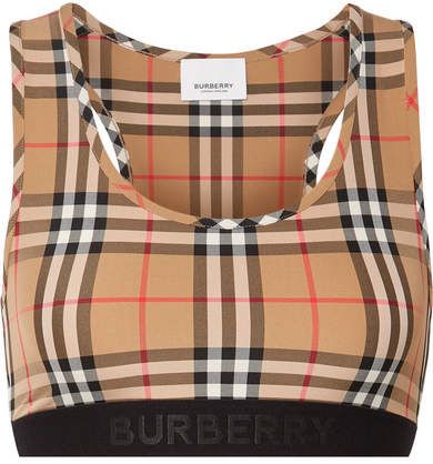 Bralette in BURBERRY Babes?Burberry - Checked Stretch-jersey Bra Top - Beige #bratop #bralette #afflink Burberry Clothing, Burberry Top, Png Clothes, Burberry Outfit, Mode Zara, Burberry Vintage, Sports Luxe, Street Culture, Athletic Fashion