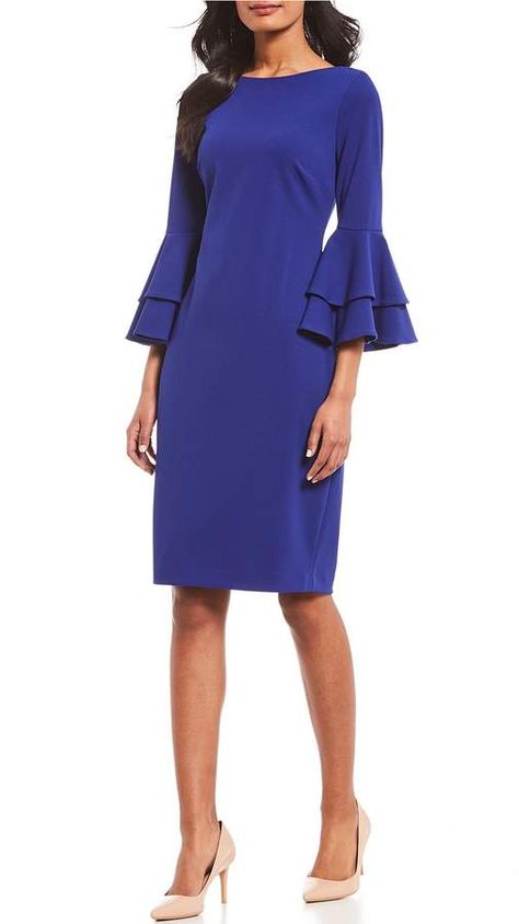 Calvin Klein Double Tier Bell Sleeve Sheath Dress Calvin Klein Dresses Classy, Evening Wedding Guest Dresses, Clothing Blogs, Dresses To Wear To A Wedding, Calvin Klein Dress, Bell Sleeve Dress, Women Wedding Guest Dresses, Autumn Street Style, Womens Clothing Stores