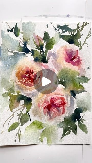 Class Painting, Watercolor Guide, Loose Watercolor Flowers, Aquarelle Art, Watercolor Flowers Tutorial, Watercolor Video, Learn Watercolor, Bouquet Of Roses, Watercolor Roses