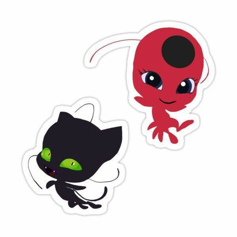 Miraculous Ladybug Toys, Miraculous Ladybug Party, Tikki And Plagg, Tikki Y Plagg, Preppy Stickers, Homemade Stickers, Ladybug And Cat Noir, Disney Emoji, Ladybug Birthday