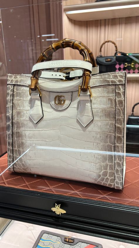 Luxury Shoulder Bag With Crocodile Pattern, Luxury Gucci Bag With Lock, Lady Dior Crocodile, Lady Dior Crocodile Bag, Pre-owned Luxury Gucci Shoulder Bag, All Nike Shoes, Luxury Handbags, Gucci Bag, Nike Shoes