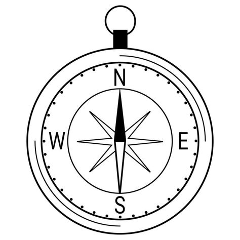 Hand drawn compass. Device for navigation. Determining the direction of the path. Doodle style. Sketch. Vector illustration Path Doodle, Compass Doodle, Compass Sketch, Compass Illustration, Assignment Ideas, Compass Drawing, Pocket Compass, Doodle Style, Drawing Simple