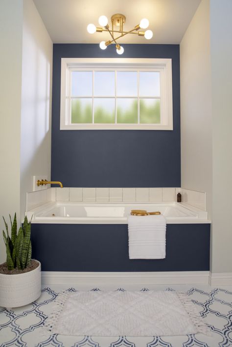 Midnight Blue Behr Paint, Midnight Blue Behr, Behr Paint Bathroom, Blue Behr Paint, Green Bathrooms Inspiration, Green Bathroom Colors, Green Bathroom Paint, Dark Green Bathroom, Light Grey Paint