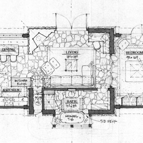 Carriage House Plans, Small Floor Plans, House Plans With Photos, Backyard Cottage, Cabin Floor, Small House Floor Plans, Tiny House Floor Plans, Cottage Plan, Stone Cottage