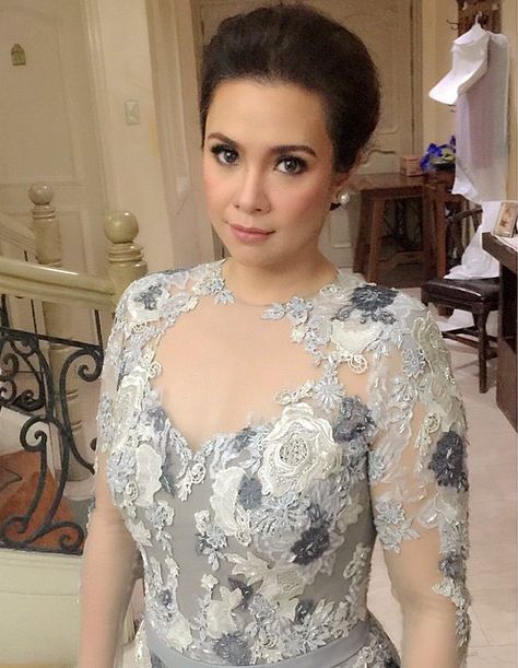 8 Well-Dressed Celebs at the Toni-Paul Wedding | Preview.ph Sagala Gowns, Principal Sponsors Gown, Lilac Gray Wedding, Filipiniana Gown, Modern Filipiniana Gown, Black Wolves, Modern Filipiniana Dress, Filipiniana Wedding, Lea Salonga