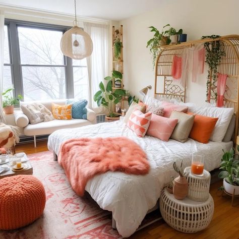 Top 7 Transformations in a Boho-Style Studio Apartment Makeover. | by A Arquiteta Home and decoration news and tips. | Medium Lesbian Apartment Ideas, Lesbian Apartment, Studio Apartment Makeover, Scandinavian Studio Apartment, Tiny Studio Apartments, Apartment Makeover, Tiny Studio, Boho Trends, Studio Living