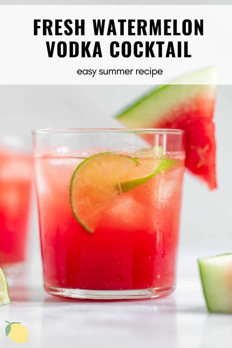 Easy and refreshing, these watermelon vodka cocktails are the perfect summer drink! They're made with fresh watermelon, lime juice and perfect garnished with mint or cucumber. This simple watermelon vodka drink is perfect for a hot day. It's made with vodka but also perfect with tequila or rum! #watermeloncocktail #watermelonvodkacocktail #vodkacocktail Watermelon Vodka Recipes, Fresh Watermelon Margarita, Watermelon Vodka Drinks, Vodka Watermelon, Watermelon Cocktails, Vodka Cocktails Easy, Vodka Recipes Drinks, Glo Girl, Mint Cocktails