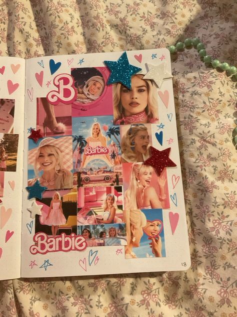 Barbie Journal Ideas, Barbie Scrapbook, Barbie Journal, 17th Birthday Ideas, Music Journal, Different Kinds Of Art, Bulletin Journal Ideas, Scrapbook Book, Bullet Journal Notebook