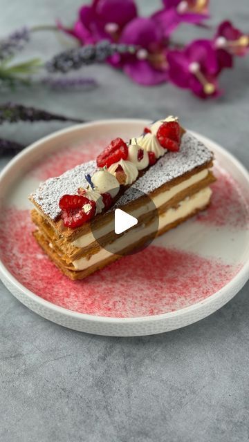 Raspberry Confit, Millefeuille Recipe, Gelatin Sheets, Diplomat Cream, The Diplomat, Almond Tart, Vanilla Beans, Pastry Cream, Egg Yolks