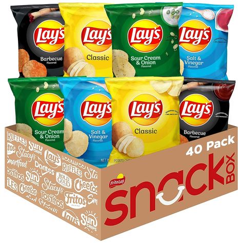 #Lay'sPotatoChip#Food Variety pack of Lay's potato chips favorites with classic flavors in one convenient package With 4 different varieties, there's sure to be something everyone will love Snack Lays, Potato Chip Flavors, Lays Potato Chips, Fresh Potato, Frito Lay, Gourmet Food Store, Potato Chip, Sour Cream And Onion, Snack Chips