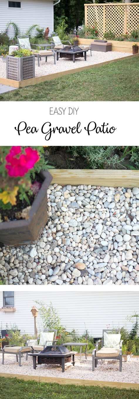 Diy Pea Gravel Patio, Gravel Patio Diy, Diy Patio Ideas, Pea Gravel Patio, Concrete Patios, Diy Backyard Patio, Garden Patio Decor, Gravel Patio, Stone Patio