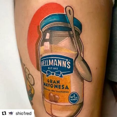 Mayonnaise Tattoo, Back Tattoos, Mustard Bottle, Back Tattoo, Tattoo Images, Tattoo Artist, Mayonnaise, Tattoo Artists, I Hope