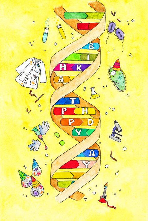 Happy Birthday card for science nerds Happy Birthday Teacher, Happy Birthday Postcard, Teachers Day Greetings, Happy Birthday Drawings, Birthday Postcard, Science Birthday, Teacher Birthday, Happy Birthday Wishes Quotes, Birthday Postcards