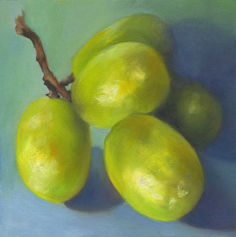 Grapes Art, White Grapes, Grape Painting, Aqua Kitchen, Fruit Still Life, Eat Fresh, Still Life Fruit, Food Painting, Still Life Oil Painting