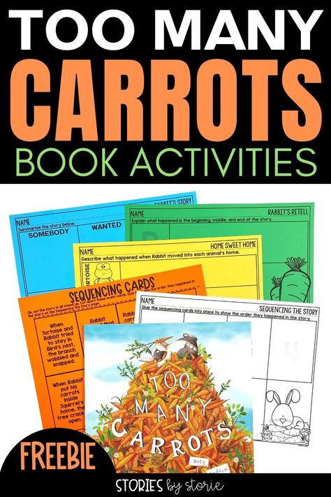 Too Many Carrots Book Activities, Easter Read Alouds, Swbst Graphic Organizer, Easter Reading Activities, Spring Read Alouds, Read Alouds Kindergarten, Easter Story For Kids, Easter Stories, Future Therapist