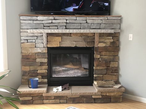 How To Gray Wash Brick Fireplace, Gray Washed Stone Fireplace, Gray Wash Fireplace, Painting Limestone Fireplace, Gray Wash Stone Fireplace, Grey Wash Stone Fireplace, Gray Wash Brick Fireplace, Fireplace Revamp, Whitewash Stone Fireplace