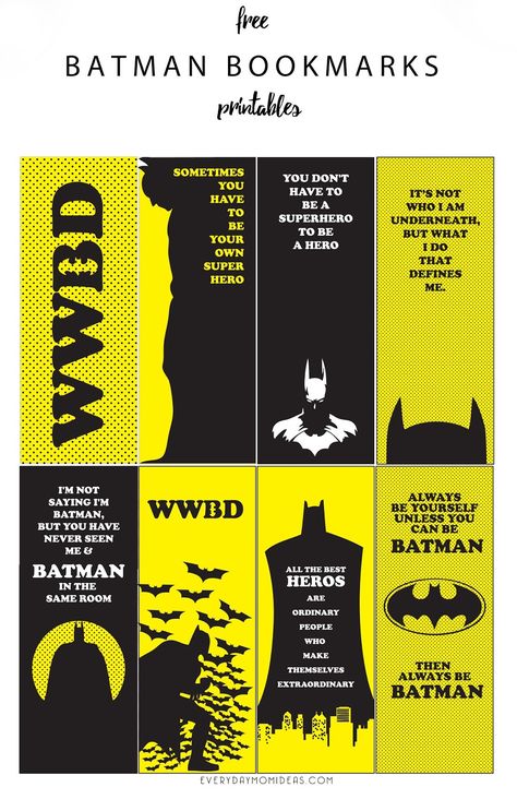 Batman Sayings, Bookmarks Free Printable, Batman Free, Batman Stickers, Funny Batman, Batman Book, Batman Diy, School Bookmarks, Batman Quotes