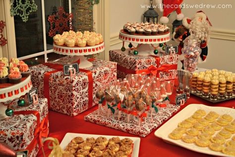 christmas banquet ideas for church | Christmas/Holiday / Dessert Table: 7 different mini desserts available Red And Green Christmas Party, Green Christmas Party, Christmas Buffet Table, Party Buffet Table, Holiday Desserts Christmas, Christmas Dessert Table, Christmas Buffet, Bar A Bonbon, Holiday Desserts Table