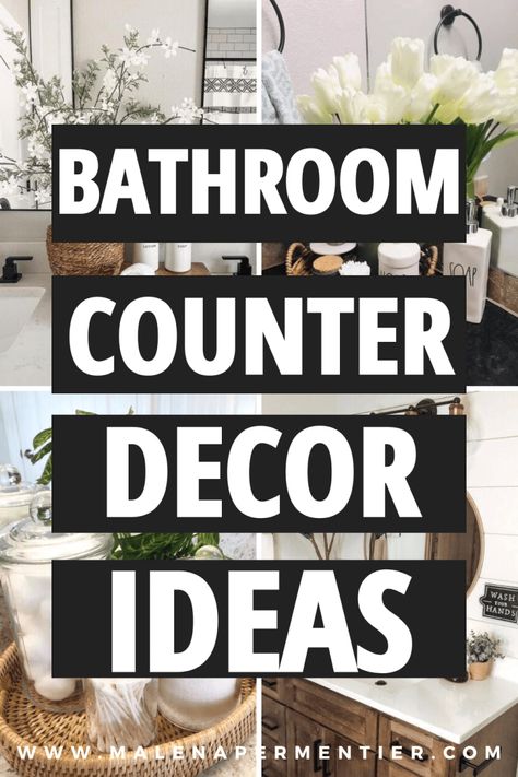 19 Smart Decorating Ideas For Bathroom Counters (That Look Insanely Cute) Bathroom Countertop Decor Ideas, Small Bathroom Counter Decor, Small Bathroom Countertop, Bathroom Countertop Decor, Countertop Decor Ideas, Boys Bathroom Decor, Bathroom Counter Decor Ideas, Decorating Ideas For Bathroom, Bathroom Counter Organization