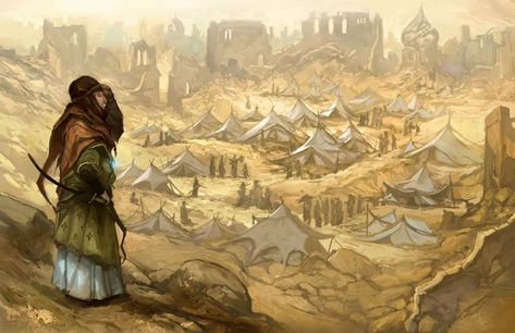 Desert Nomad, Fantasy Village, Dark Sun, Arabian Art, Pixel Art Characters, Fiction Idea, Fantasy City, Dnd Art, Fantasy Places