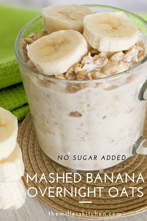 Mashed banana overnight oats are THE EASIEST kind of overnight oats that you can do. With only 4 ingredients you can’t get any easier. They are a great meal prep recipe and perfect for busy mornings. How To Make Overnight Oats Banana, Overnight Oats Bananas, Mashed Banana Overnight Oats, Easy Banana Overnight Oats, Banana Chia Overnight Oats, Overnight Oats Old Fashion Oats, Best Overnight Oats Recipe No Yogurt, Mush Overnight Oats Recipe Copycat, Banana Cream Overnight Oats