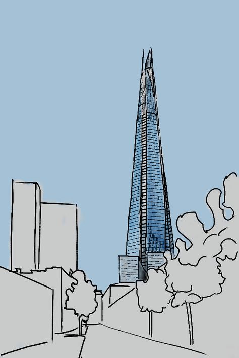 The Shard The Shard Drawing, Shard Art, London Drawing, The Shard London, Renzo Piano, The Shard, Land Art, Piano, Tower