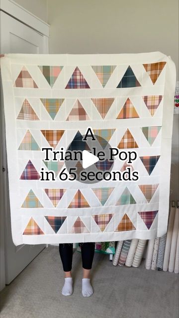 Emily Dennis - Quilty Love - Modern Quilter on Instagram: "A baby sized Triangle Pop in 65 seconds! While it took a little longer than 65 seconds, it was still fast. This one went together in an afternoon. 😊 Triangle Pop is a simple and modern Triangle quilt. It’s a good triangle quilt to try out triangles since you end up piecing squares instead of triangles together. Plus it’s fast and doesn’t need much fabric for the triangles. I used these leftover #arcadewovens fabrics for this one. 😍😍😍 ✨✨ Triangle Pop is the featured pattern this week so it’s on sale in the shop✨✨ Quilt pattern - #trianglepopquilt - in the shop Fabrics- Arcade Wovens and #sproutwovens by @fableism #quiltylove #quiltylovepatterns #modernquilting #stashquilt #trianglequilt #fableism #wovensquilt #plaidfabric Happy Stripes Quilt, Stripe Quilt Pattern, Stripes Quilt, Quilt Meaning, Quilty Love, Nantucket Summer, Layer Cake Quilt Patterns, Plus Quilt, Layer Cake Quilts