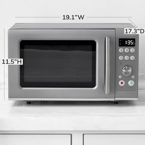 Breville Compact Wave Soft Close Microwave | Williams Sonoma Cook Potatoes, Reheat Pizza, College Kitchen, Electronic Store, Convection Toaster Oven, Mute Button, Maria Hill, Small Microwave, Countertop Appliances